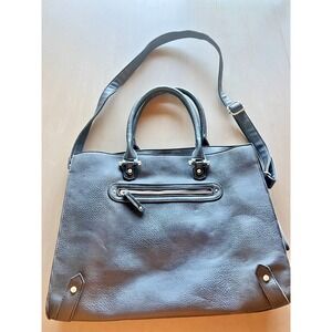 Fun Fit Fab Black Pebbled Tote‎ Shoulder Bag 15.5" Removable Strap Handbag